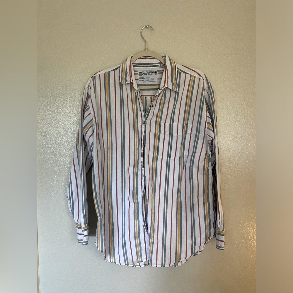 Vtg Men’s Andrew Sports Button Down Long Sleeve Shirt Size Medium, 100% cotton